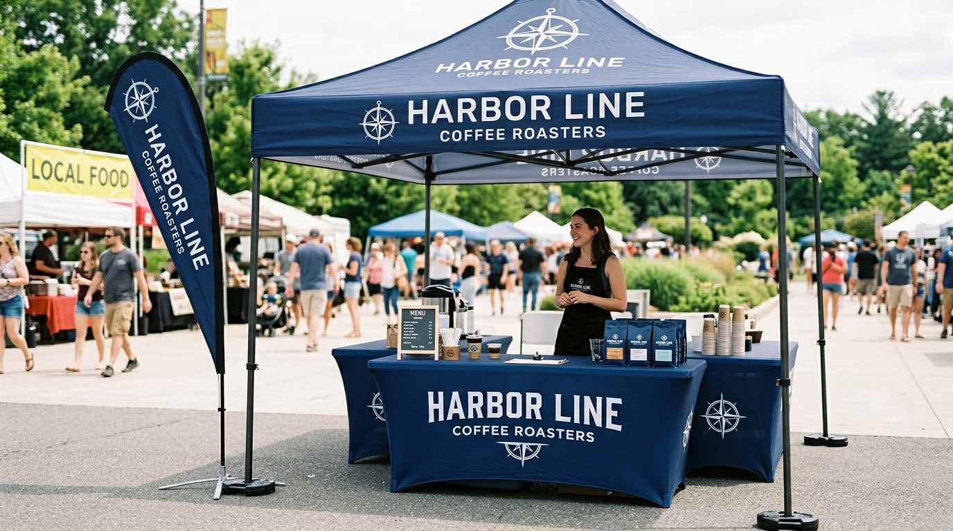 Branded event tents and table covers: building an outdoor booth that holds up